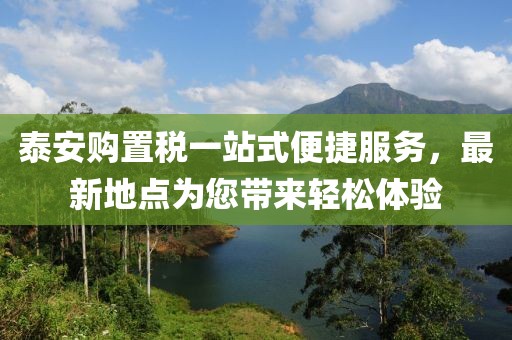泰安購置稅一站式便捷服務(wù)，最新地點為您帶來輕松體驗