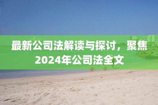 最新公司法解讀與探討，聚焦2024年公司法全文