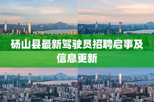 碭山縣最新駕駛員招聘啟事及信息更新