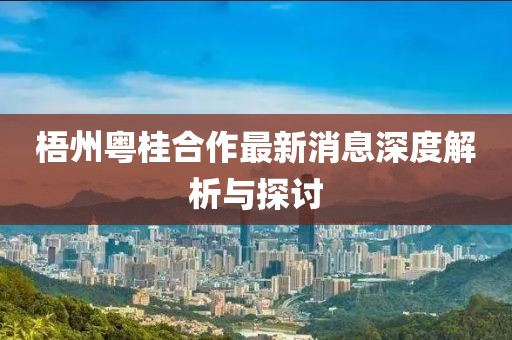 梧州粵桂合作最新消息深度解析與探討