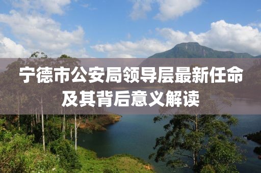 寧德市公安局領導層最新任命及其背后意義解讀