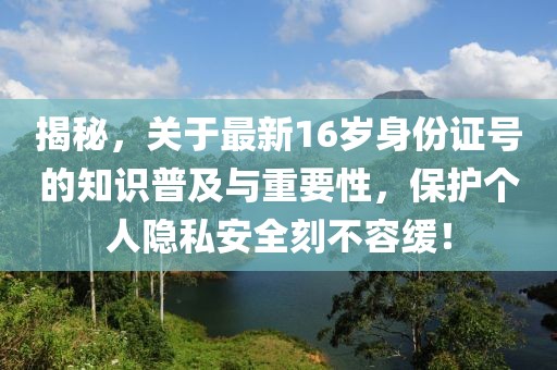 揭秘，關(guān)于最新16歲身份證號(hào)的知識(shí)普及與重要性，保護(hù)個(gè)人隱私安全刻不容緩！