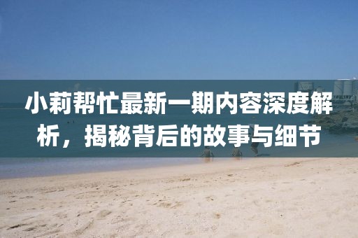 小莉幫忙最新一期內(nèi)容深度解析，揭秘背后的故事與細(xì)節(jié)