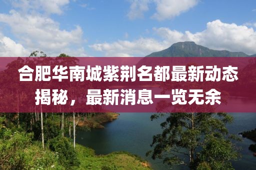 合肥華南城紫荊名都最新動態(tài)揭秘，最新消息一覽無余
