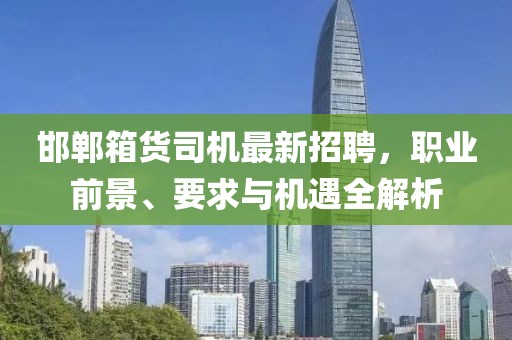 邯鄲箱貨司機(jī)最新招聘，職業(yè)前景、要求與機(jī)遇全解析