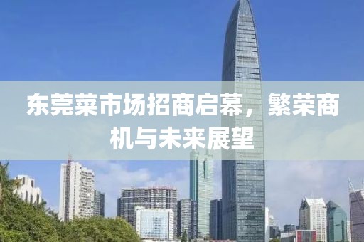 東莞菜市場招商啟幕，繁榮商機與未來展望